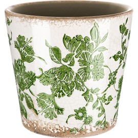 Beeveer Farmhouse Ceramic Planter 5.5 Inch Large Plants Pot Ice Crack Beige Green Flowers Plant Pots with Drainage Hole Indoor Plants Kitchen Rustic Antique Decor Gift