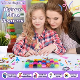 Kit para Hacer Pulseras, 2700+ Kit de Pulseras para Niña, Juego de Bandas de Goma Elástica DIY,Rubber Bands Bracelet de Telar Colorido, Juguetes para Niñas 6-7 años, Regalo para Niños de 7 a 12 años