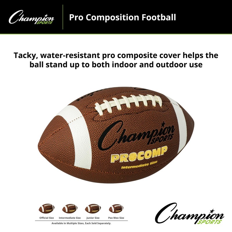 Champion Sports CF200 Intermediate Size Composite Football, Brown