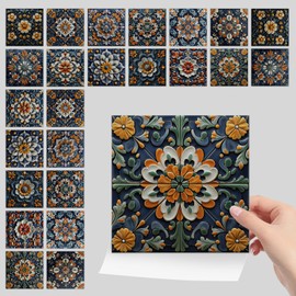 VIRANDA 24-Sheet Peel and Stick Tile Stickers Removable PVC 7.87 x 7.87 inch Tile Decals Self Adhesive Waterproof Backsplash Decal for Kitchen Bathroom Living Room Fireplace Decor