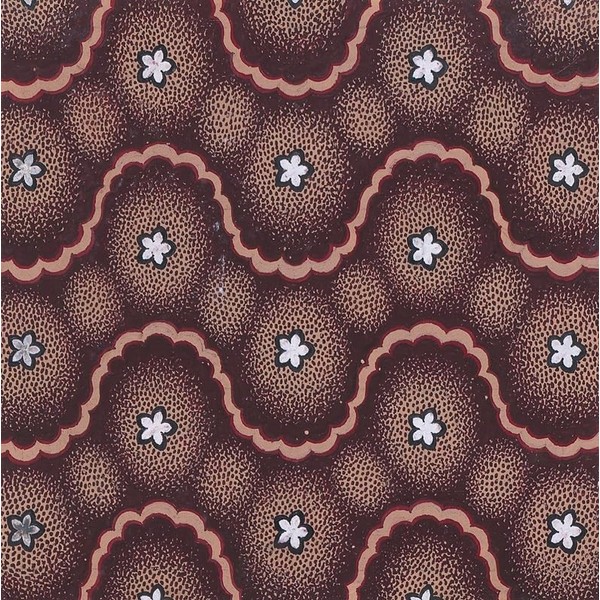 Textile Design with Undulating Horizontal Strips of Rosettes Framed by
