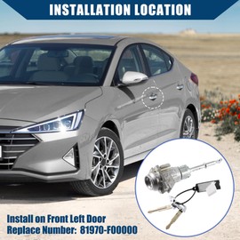Hihaha 81970-F0000 / Front Driver Side/Power Door Lock Cylinder with 2 Keys for Hyundai Elantra 2017-2020 / Left Side Door Lock Set Tumbler LH/Metal / 1 Set/Silver Tone