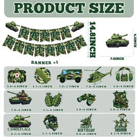 Camo Birthday Party Decorations, Army Birthday Party Decorations includes Military Party Decorations Banner and Camoflage Birthday Party Decorations Hanging Swirls for Boys Birthday Party Supplies