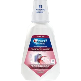 Crest 3D White Glamorous White Alcohol Free Multi-Care Whitening Mouthwash, Hydrogen Peroxide Mouthwash, Arctic Mint, 16 fl oz (473 mL) - Pack of 4, Crest Mouthwash
