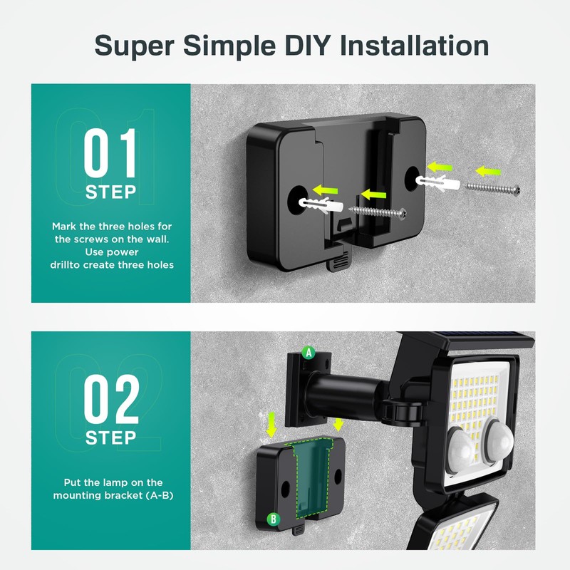 Solar Outdoor Lights - 3000LM 188 LED Motion Sensor Outdoor
