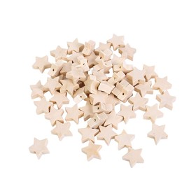 ccHuDE 100 Pcs Star Shape Natural Wood Beads Unfinished Wooden Loose Beads Spacer Beads with Hole for Craft Jewelry Making
