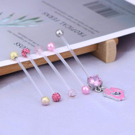 Anicina 5Pcs Sport Maternity Clear Flexible Belly Button Rings Long Navel Button Rings Pregnancy Belly Button Rings Mix Style 14G 13/8 inch(35mm)