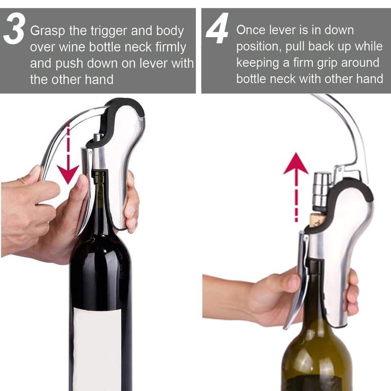 KAYCROWN Stainless Steel Wine Bottle Opener, Vertical Lever Corkscrew with