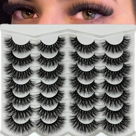 VOCOAK Mink Lashes Fluffy 18mm Long D Curl Short Fluffy Lashes Pack 3D Volume Dramatic Lash Strips Faux Mink False Eyelashes Natural Look