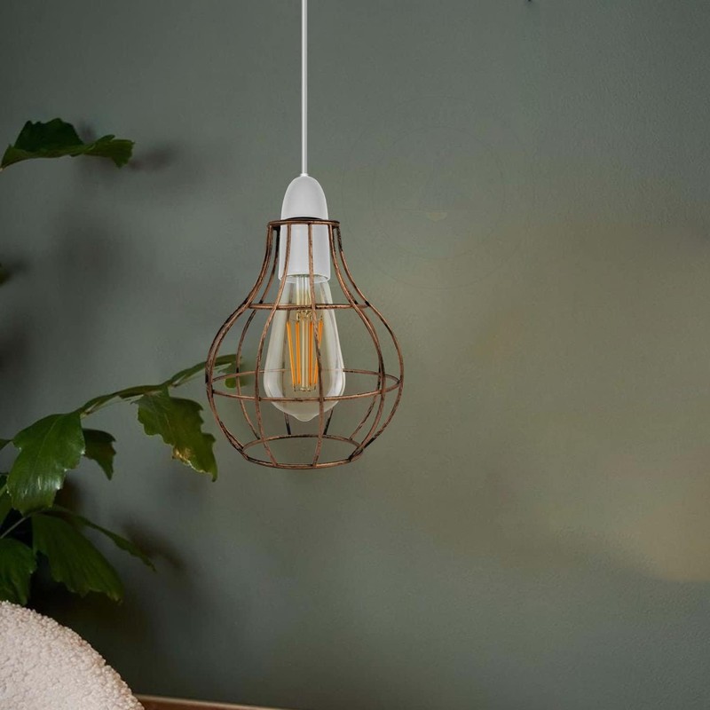 LEDSone Modern Easy Fit Geometric Vase Shape, Metal Wire Cage