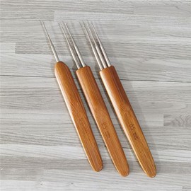 ccHuDE 3 Pcs 0.5mm Dreadlock Crochet Hook Wood Crochet Needles Hair Dreadlocks Tool for Braid Craft