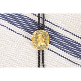 Bolo Ties for Men Western - 3D Cowboy Hat Bolo Tie Design with Vintage Cowboy Boots Bolo Tie Western Bolotie Cowboy Bola Tie (Gold Cowboy Hat Tie)