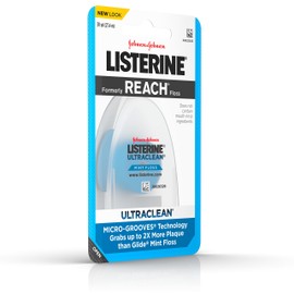 Listerine Ultraclean Waxed Mint Dental Floss | Effective Plaque Removal, Teeth & Gum Protection | Shred-Resistant for Thoroughly Clean in Tight Area | 30 Yards, 6 Pack
