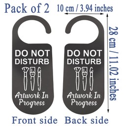 CENWA 2 Pcs Artwork Door Hanger Do Not Disturb Artwork in Progress Door Sign Home Office Gift (Artwork in progress)