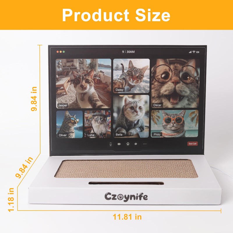 Czoynife Cat Laptop Scratcher, Cat Scratcher Cardboard, Interactive Toys, Kitten