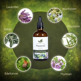 Naturprodukte Schwarz - Witch Oil - Massage Oil for Muscle Soreness & Tension with Juniper & Rosemary, 50 ml