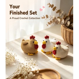 PAITIN Crochet Kit for Beginners Adults, Complete DIY Craft Yarn Kit with Step-by-Step Video Tutorials, Easy Handmade Art Projects Home Decor (Chicken)