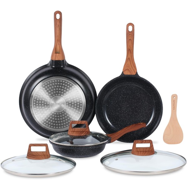 ESLITE LIFE Nonstick Ceramic Frying Pans Skillets Set with Lids,