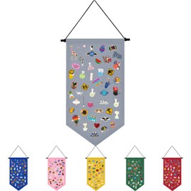 Brooch Jewelry Storage Case Canvas Enamel Lapel Pin Banner Holder Earrings Necklace Glitter Collection Organizer (Grey)