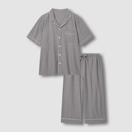 JAJU [JAJU] Men's Cotton Rayon Seersucker 7/8 Pajama Set_Light Gray