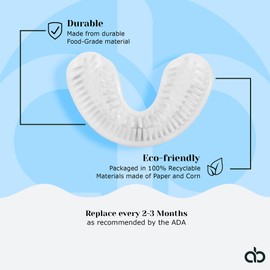 AutoBrush Single Sided U Shaped Nylon Brush Head Replacements, Soft and Unique 360° Nylon Bristles, Automatic Toothbrush Head Accessories,-Adults and Kids Sizes (Adults, XL, 3 Pack)