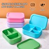 Layhit 4 Pcs Silicone Bento Box Reusable 3 Compartment Silicone