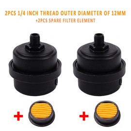 Air Compressor Silencer Filter Plastic Air Compressor Intake Filter Silencer with Filter Element 1/4" 2pcs