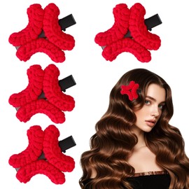 4 PCS Fun Hair Clips for Women Girls Cute Plush Angry Hair Clips Anime Anger Mark Hair Clip Stylish Cartoon Inspired Hair Accessory for Cosplay Daily Wear And Anime Fans (Red)