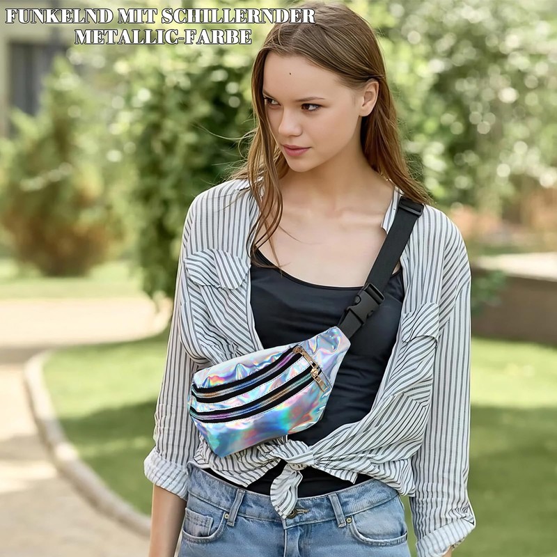 Bum Bag Fashion Waterproof Belt Bag, silver, Unit size, sportswear