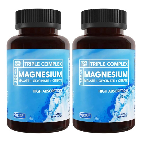 2pc Magnesio Triple Complejo 300mg Soporte Muscular Nervioso