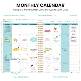2025-2026 Monthly Planner, 18-Month (Jan 2025 - Jun 2026), 7.1" x 9.9", Perfect for School, Office, and Home Planning-Flower