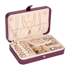 LANDICI Jewelry Box, PU Leather Jewelry Case, Jewelry Box, Ring Storage Case, Portable, Portable, Jewelry Box with Dividers, Jewelry Box Organizer, Necklace, Earrings, Earrings, Bracelets, and Other
