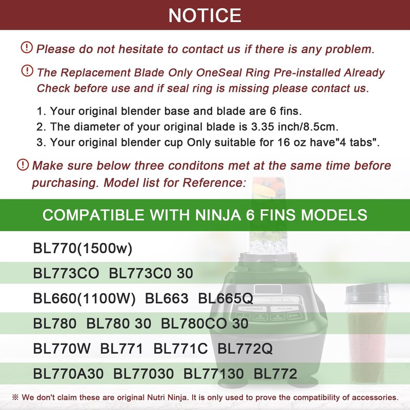Ninja Blender Blade Replacement-6-Fins Male Extractor Blade Assembly for Nurti