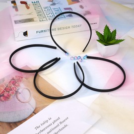 Plastic Headband, Pack of 12, Simple Headband with Non-Slip Teeth, DIY Hair Accessories, Hair Bands for Women and Girls, Width 8 mm, Black