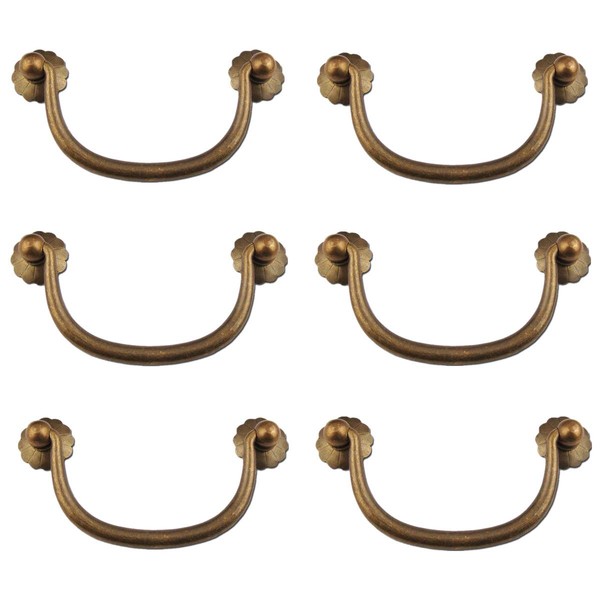 Txinmin 6 Pack Traditional Bail Cabinet Hardware Handle Pull Antique