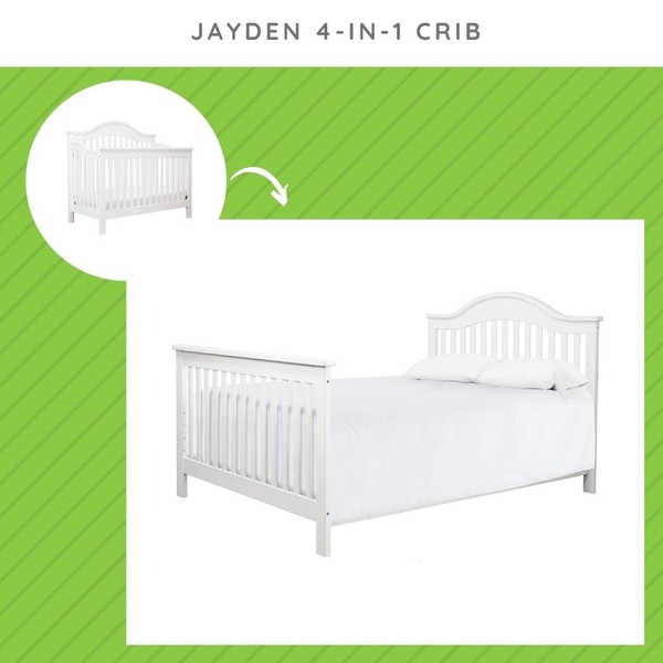 CC KITS Full Size Conversion Kit Bed Rails for Davinci Jayden 4-in-1 Crib (White)