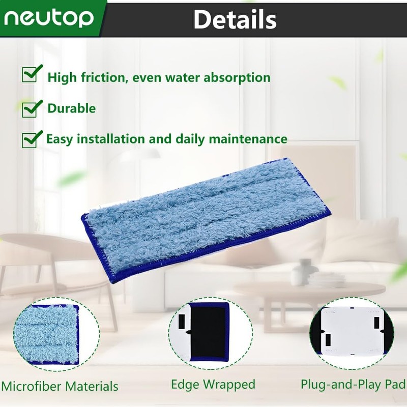 neutop Replacement Washable and Reusable Wet Mopping Pad Compatible with
