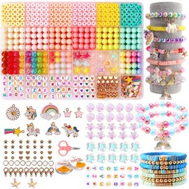 1377pcs Friendship Bracelet Making kit, 24 Colours Jewellery Making Kits for Girls, Rainbow Pastel Letter Pendant Clay Beads, DIY Arts Craft Kits for Kids Age 4-9, Gifts for Teenage Girls