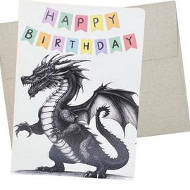 Whitman and Daughter Dragon Birthday Card, Dragon Happy Birthday Card (1 Premium Quality Folded Card, Blank Inside, 5X7 Inches) - 475