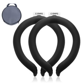 2Pcs.Neck Cooler Ice Ring with Insulated Bag. Wearable Body Cooling Tube for Hot Weather, Gel Ice Collar for in/Outdoor Workers, Sports. Reusable Cool Wraps, (Black*2)