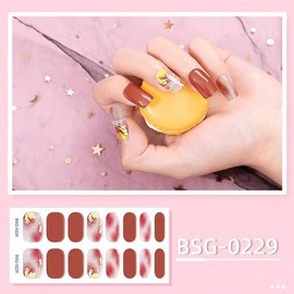 Gel Nail Seal, Nail Seal, Curing Type, Gel Nail Seal, Long Lasting 2 Weeks, Gel Nail, Curing Type, Just Stick, Self Nail, Easy Nail, Popular Original Design, 16 Sheets