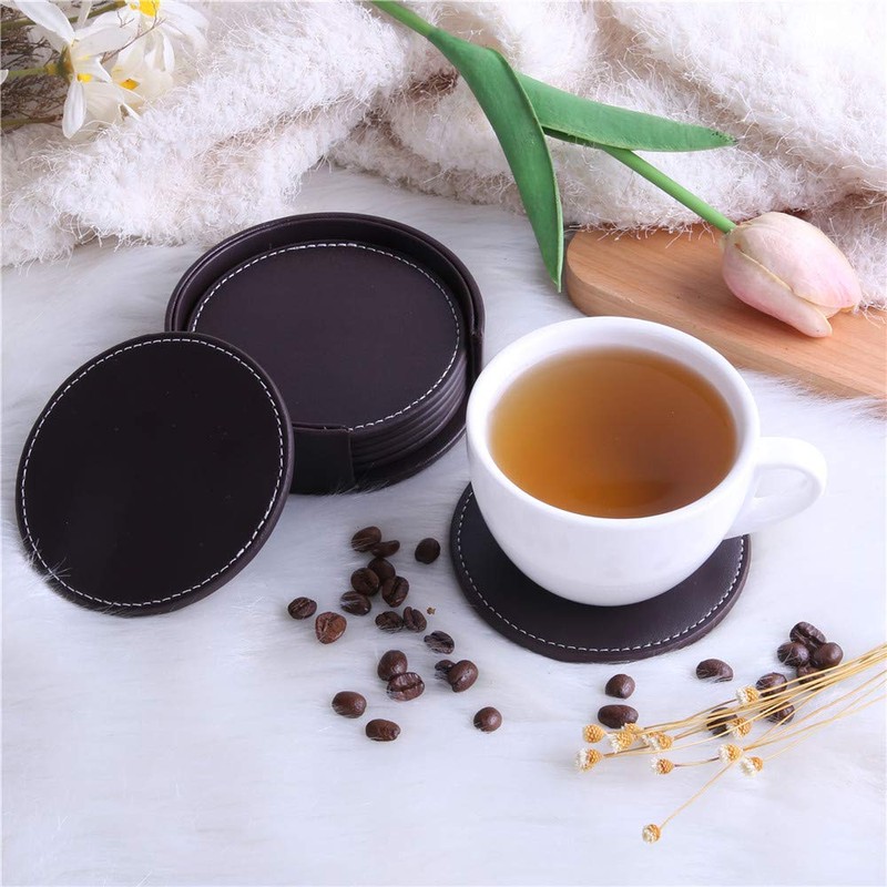 Thipoten Posavasos para Bebidas, de Piel con Soporte, Protege los