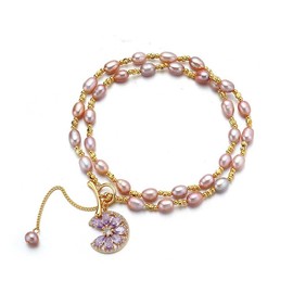MUFANYOYO Pearl Necklace AAA+ Quality for Women, 3-9mm, Sterling Silver 18k Gold-plated Ideal for Weddings, Anniversaries, Birthdays|Parties, with Gift Box (18K gold plated)
