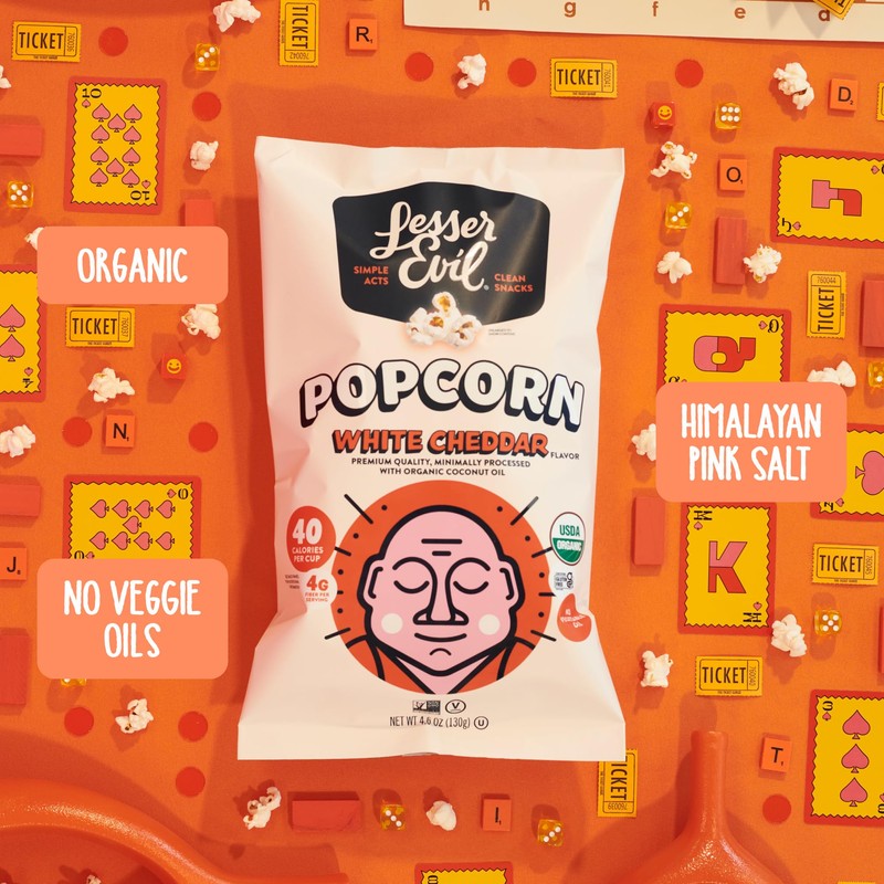 Lesser Evil Popcorn Wht Cheddar Org 4.6 OZ