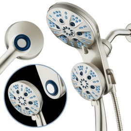 AquaCare Magneton High-Pressure 48-mode Luxury 3-way Combo System with Magnetic Guidance Docking, Giant Rain & Handheld Shower Head, Hygienic Jets and 6 ft. Stainless Steel Hose, Satin Nickel
