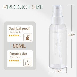 ZIZEMOJA 3.4OZ 6 Pack Small Spray Bottle 60ml, Clear Plastic Travel Spray Bottle, Empty Mini Sprayer Bottles for Face, Toner, Liquids, Essential Oils with Labels