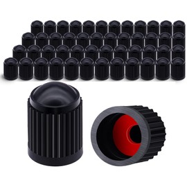 MEAJOO 50PCS Tire Valve Stem Caps, Corrosion Resistant, with O Rubber Ring, Airtight Seal Heavy Duty Dustproof Tire Valve Stem Covers for Cars, SUV, Trucks, Bikes, Motorcycles, Bicycles(Black)