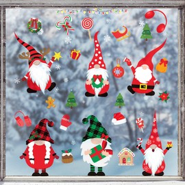 Joy Bang 320 PCS Christmas Window Clings Decorations, Xmas Snowflake Gnome Window Stickers Decals Decor, Christmas Decorations Indoor
