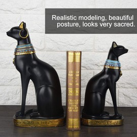 Atyhao Cat Resin Statue Figurine Household Room Ornament Crafts Gifts Home Decoration collection Egyptian Style(Black M)