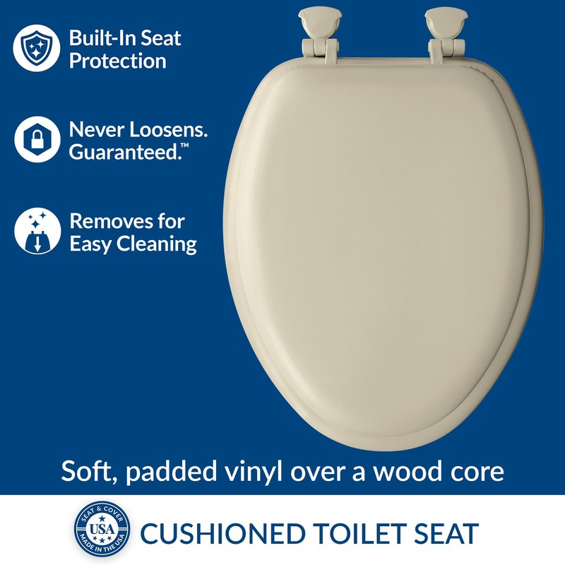 Mayfair Padded Toilet Seat, Cushioned Soft Vinyl over Wood Core
